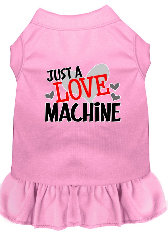 Love Machine Screen Print Dog Dress Light Pink 4X